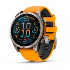 Смарт-годинник Garmin fenix 8 - 47мм, AMOLED Sapphire, Titanium з помаранчевим/графітовим силіконовим ремінцем