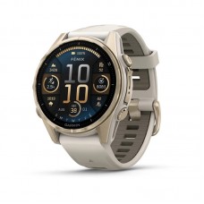 Смарт-годинник Garmin Fenix 8 43 мм AMOLED Сапфір Туманно-сірий/М'яке золото з силіконовим ремінцем QuickFit 20 мм