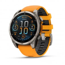 Смарт-годинник Garmin Fenix 8 51 мм AMOLED Сапфір Титан з помаранчевим/графітовим силіконовим ремінцем