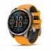 Смарт-годинник Garmin fenix 8 - 47мм, AMOLED Sapphire, Titanium з помаранчевим/графітовим силіконовим ремінцем
