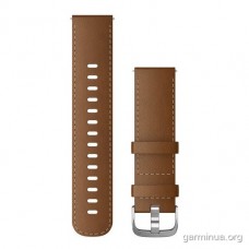 Ремешок Garmin 22 мм, кожаный (коричневый, серебристая фурнитура)