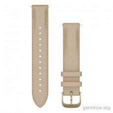 Ремешок Garmin 18 мм, кожаный (светлый песочный, золотистая фурнитура)