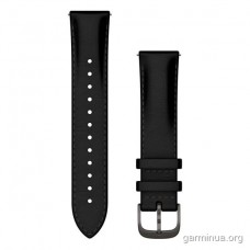 Ремешок Garmin 20 мм, кожаный (чёрный, фурнитура Brushed Slate)