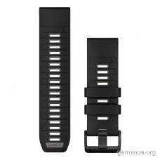 Ремінець Garmin QuickFit 26 мм для fenix 8 (силікон, чорний/сірий пебл)