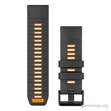 Ремінець Garmin QuickFit 26 мм для fenix 8 (силікон, графітовий/яскраво-помаранчевий)