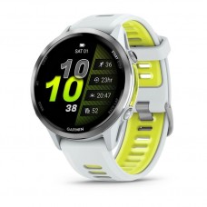 Смарт-годинник Garmin Forerunner 970 з титановим безелем, корпусом кольору білого каменю і біло-жовтим ремінцем