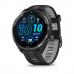 Garmin Forerunner 965 Carbon Gray DLC Titanium Bezel with Black Case and Black/Powder Gray Silicone Band